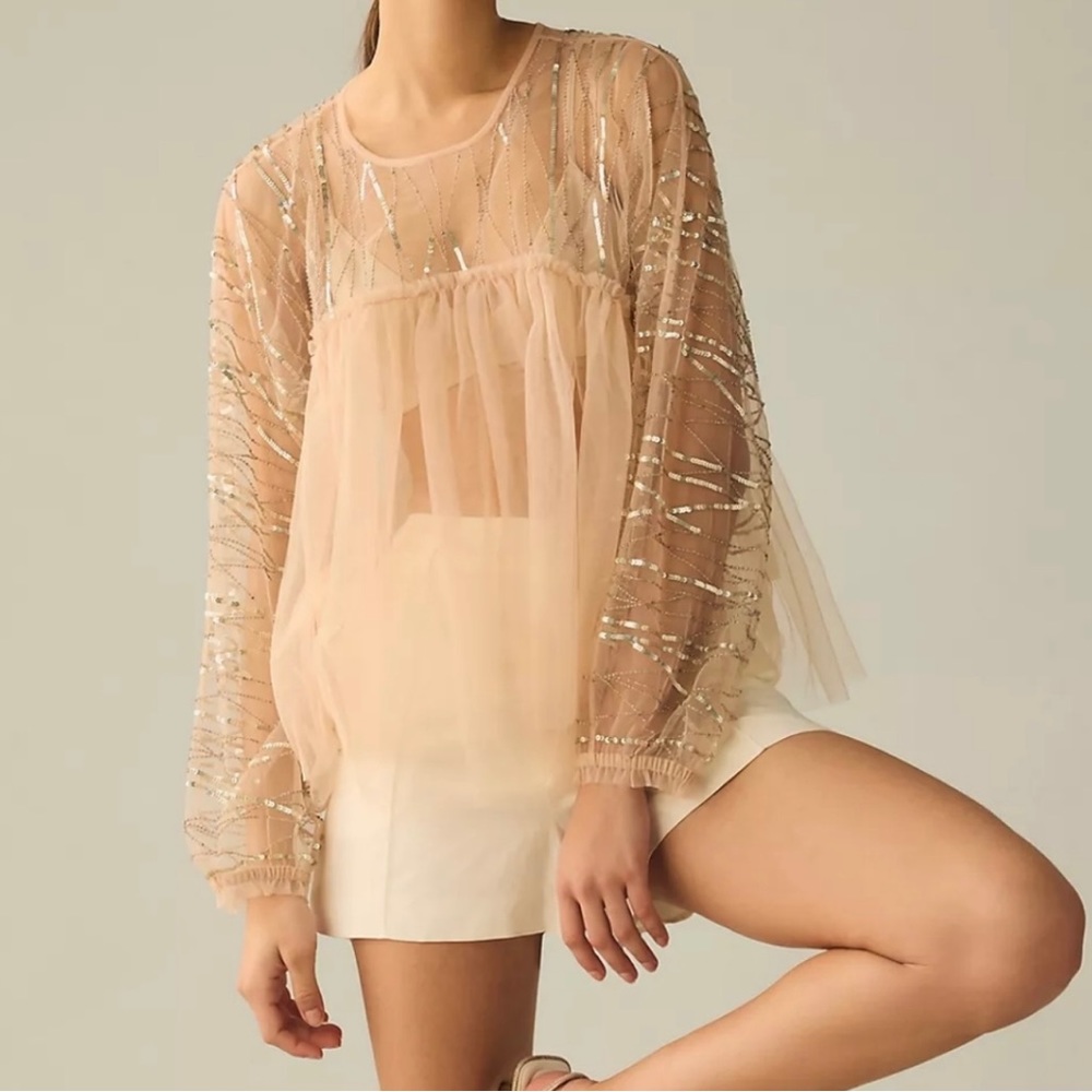 Forever That Girl Embellished Sheer Top